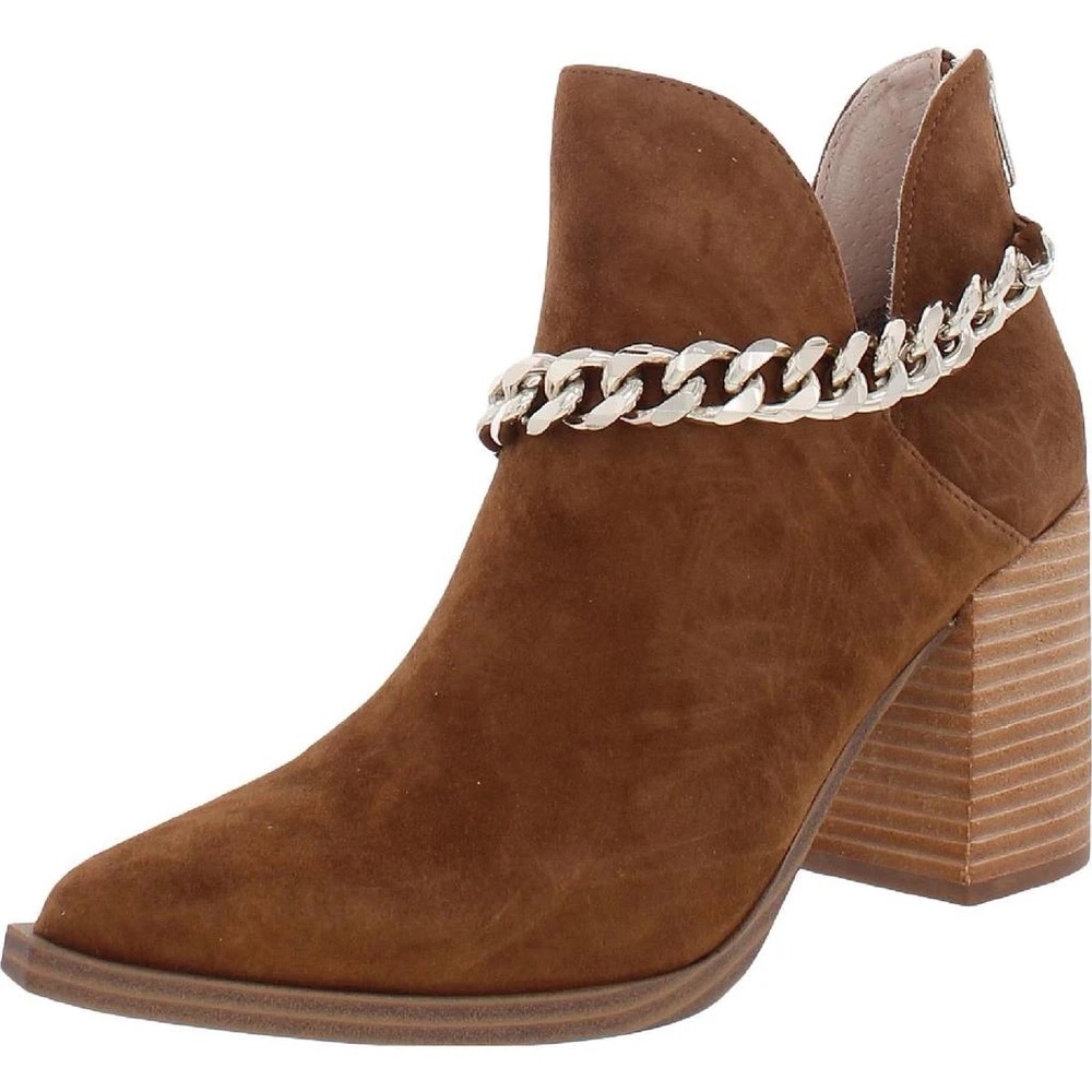 Steve Madden Brown Heeled Boots with Silver Chain